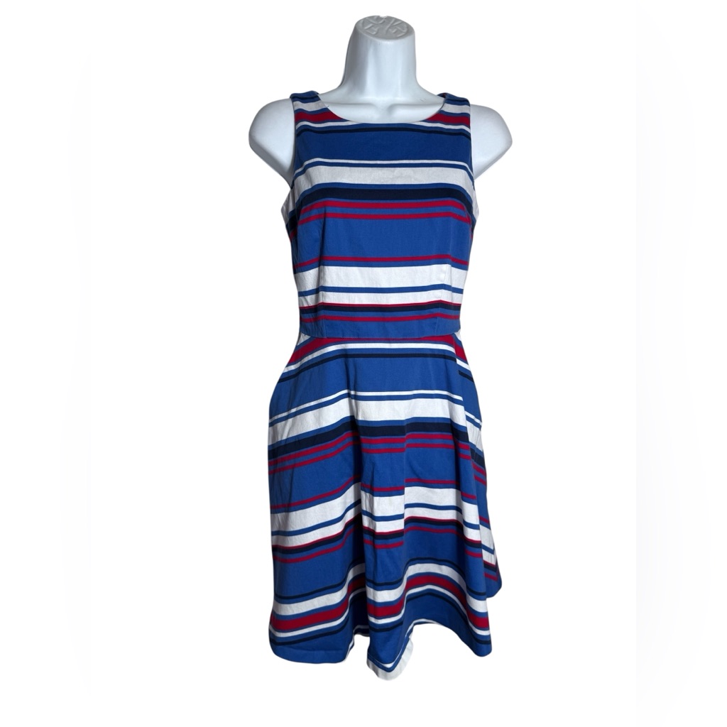 Tommy Hilfiger Dress Size 0 Striped Blue & White Sleeveless Dress